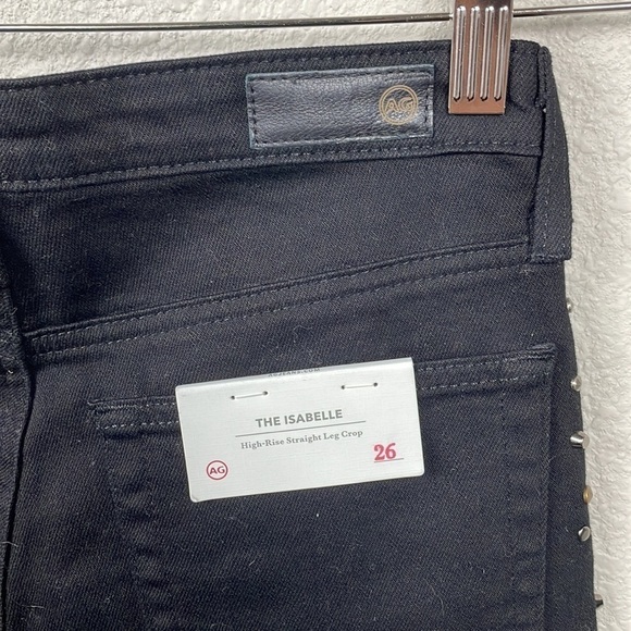 NWT AG Adriano Goldschmied Studded Isabelle High Rise Straight Leg Crop Jeans 26 - Picture 7 of 16